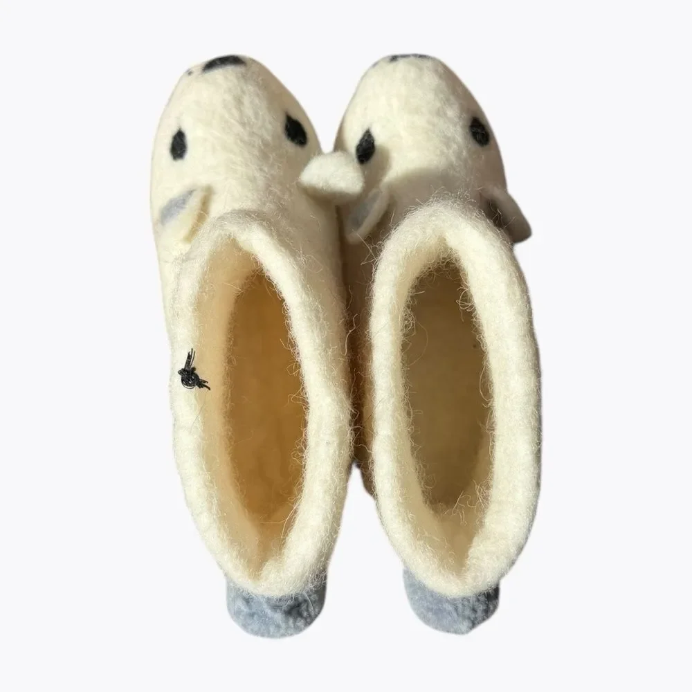 Sew Heart Felt Polar Bear Wool Slippers Toddler Size 8 Cream Cozy Animal Scandi